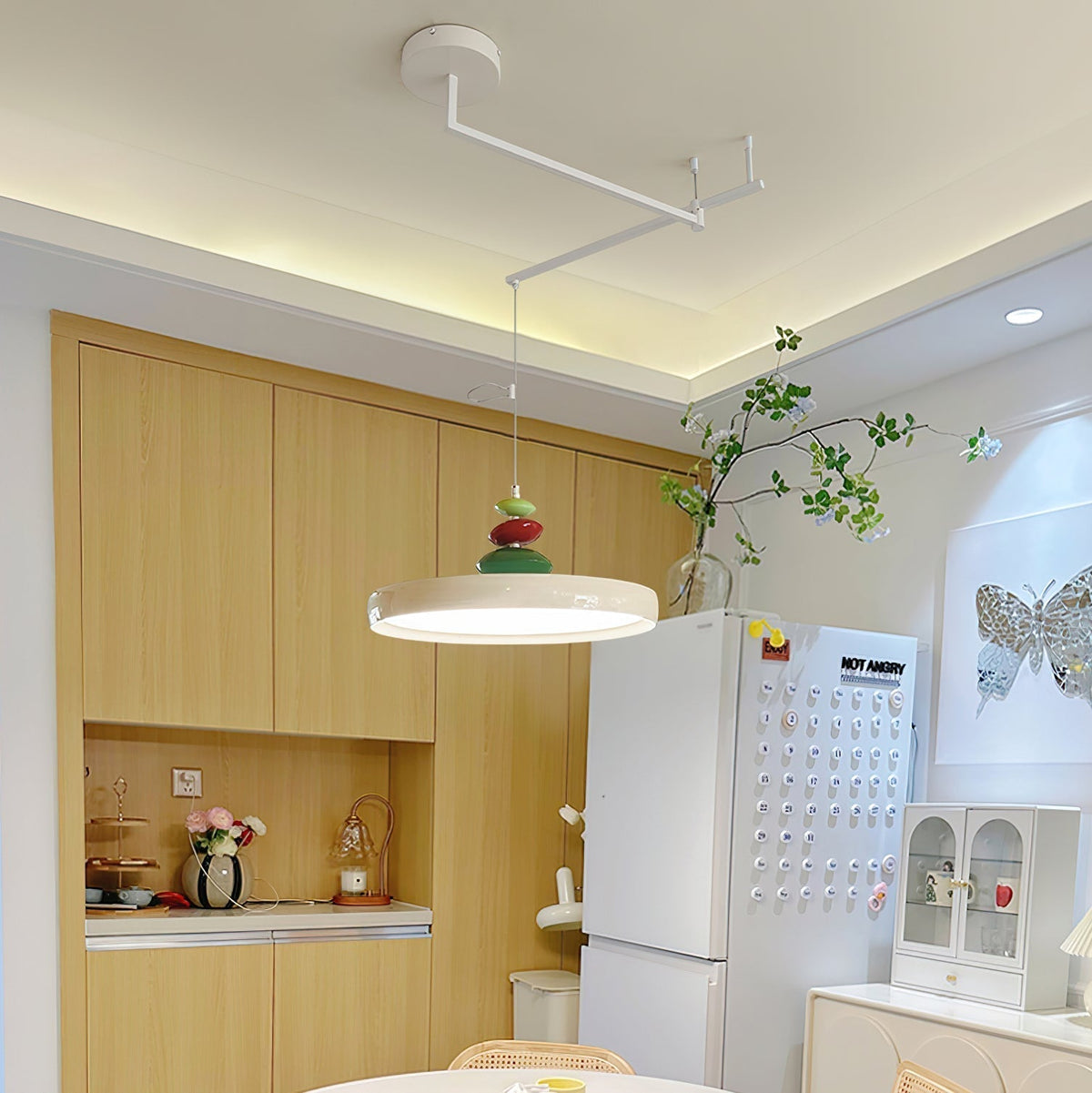 Modern Decor Metal Pendant Lamp With Round Acrylic Shade