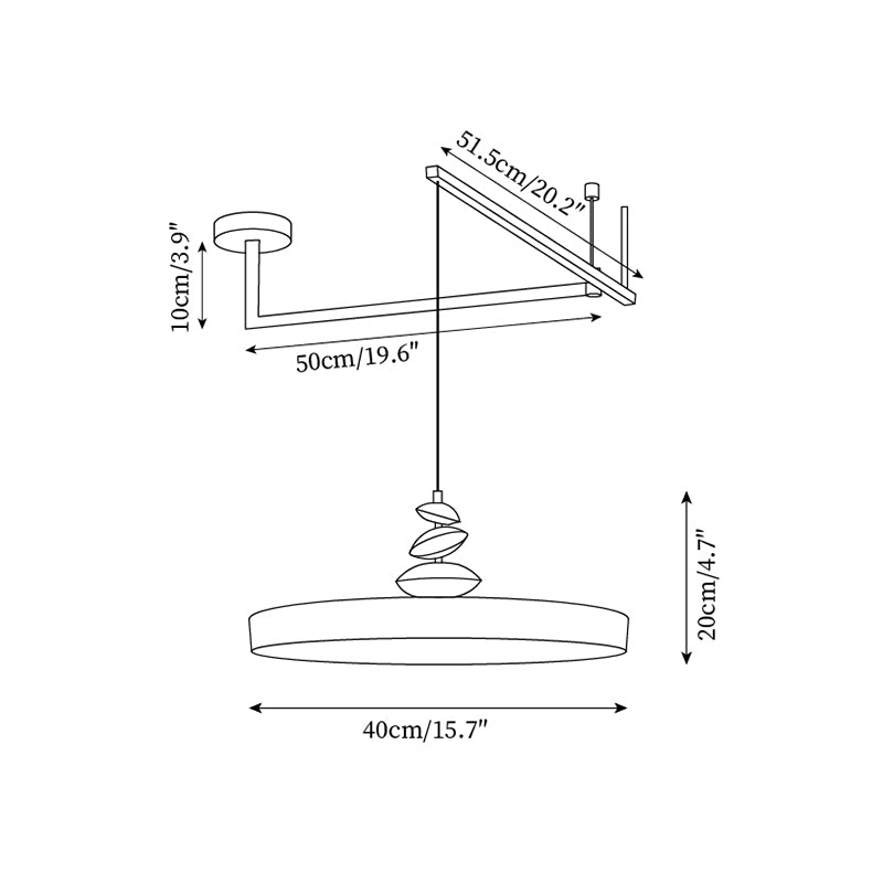 Modern Decor Metal Pendant Lamp With Round Acrylic Shade
