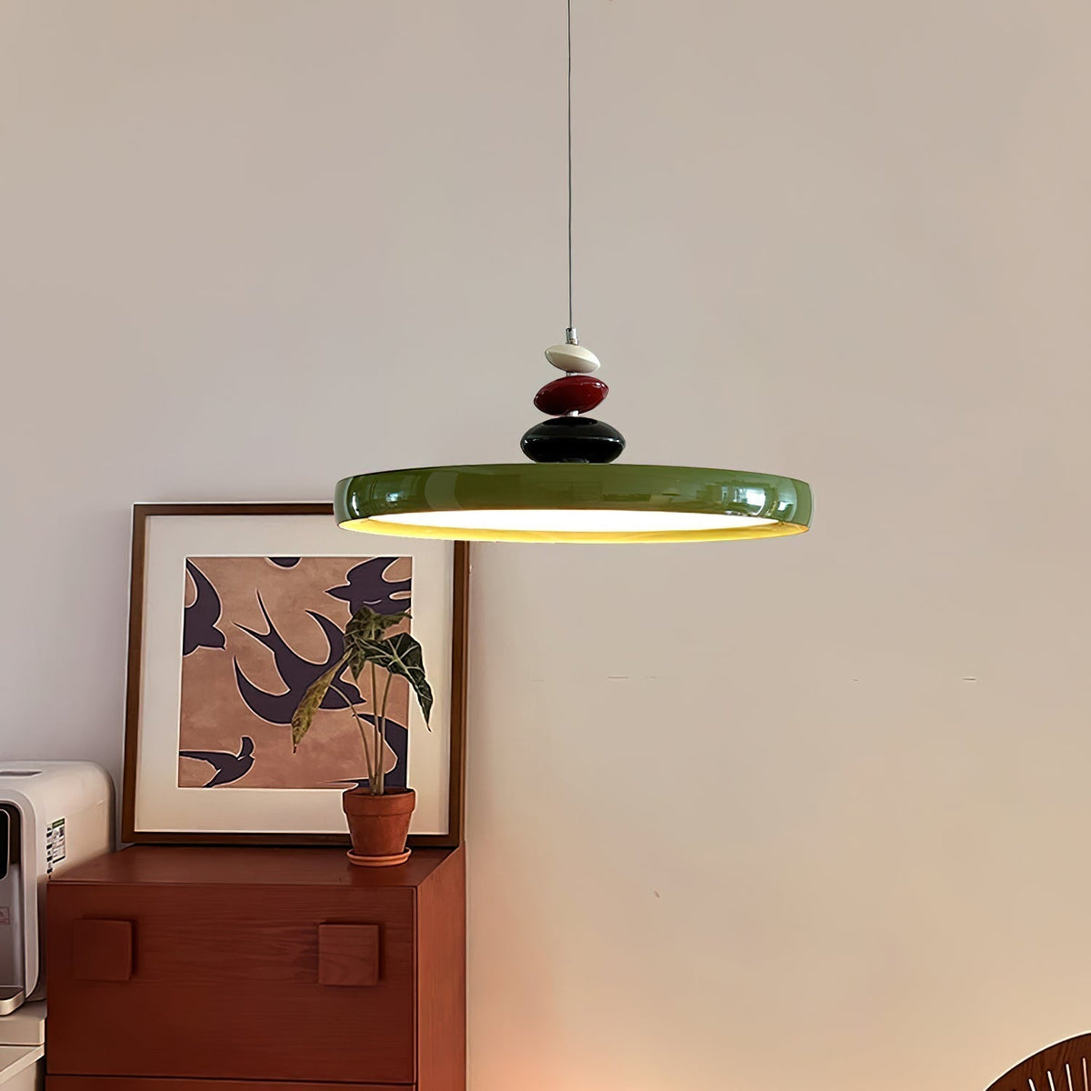 Modern Decor Metal Pendant Lamp With Round Acrylic Shade