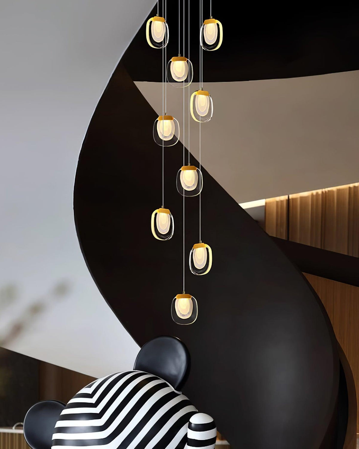 Staircase Ambience Enhanced For Glass Pendant Light