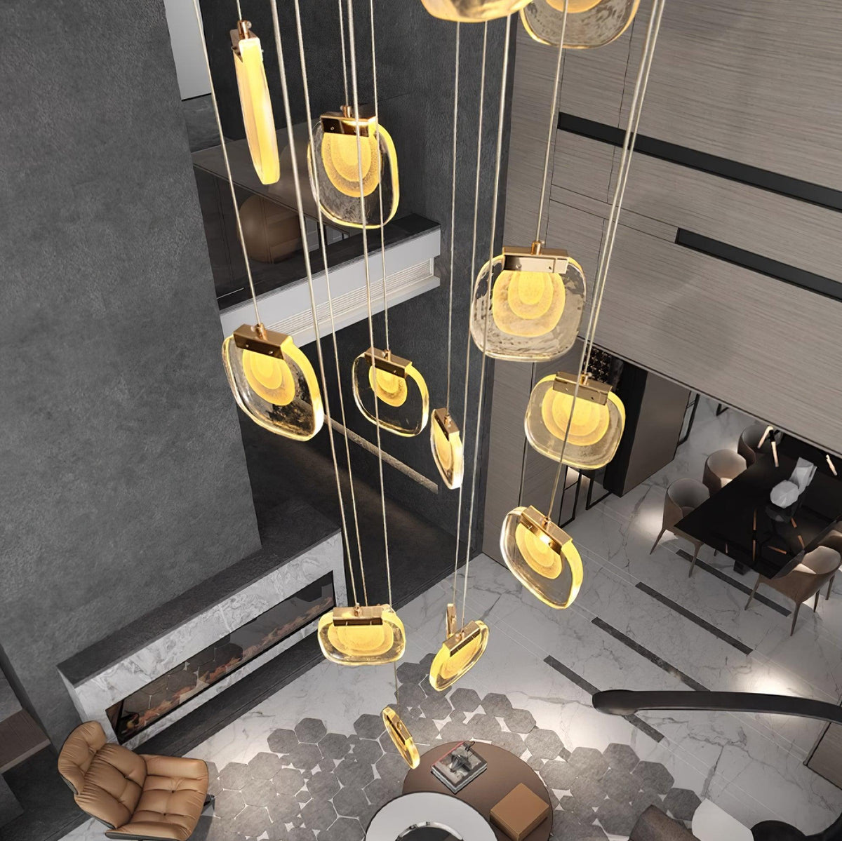 Staircase Ambience Enhanced For Glass Pendant Light
