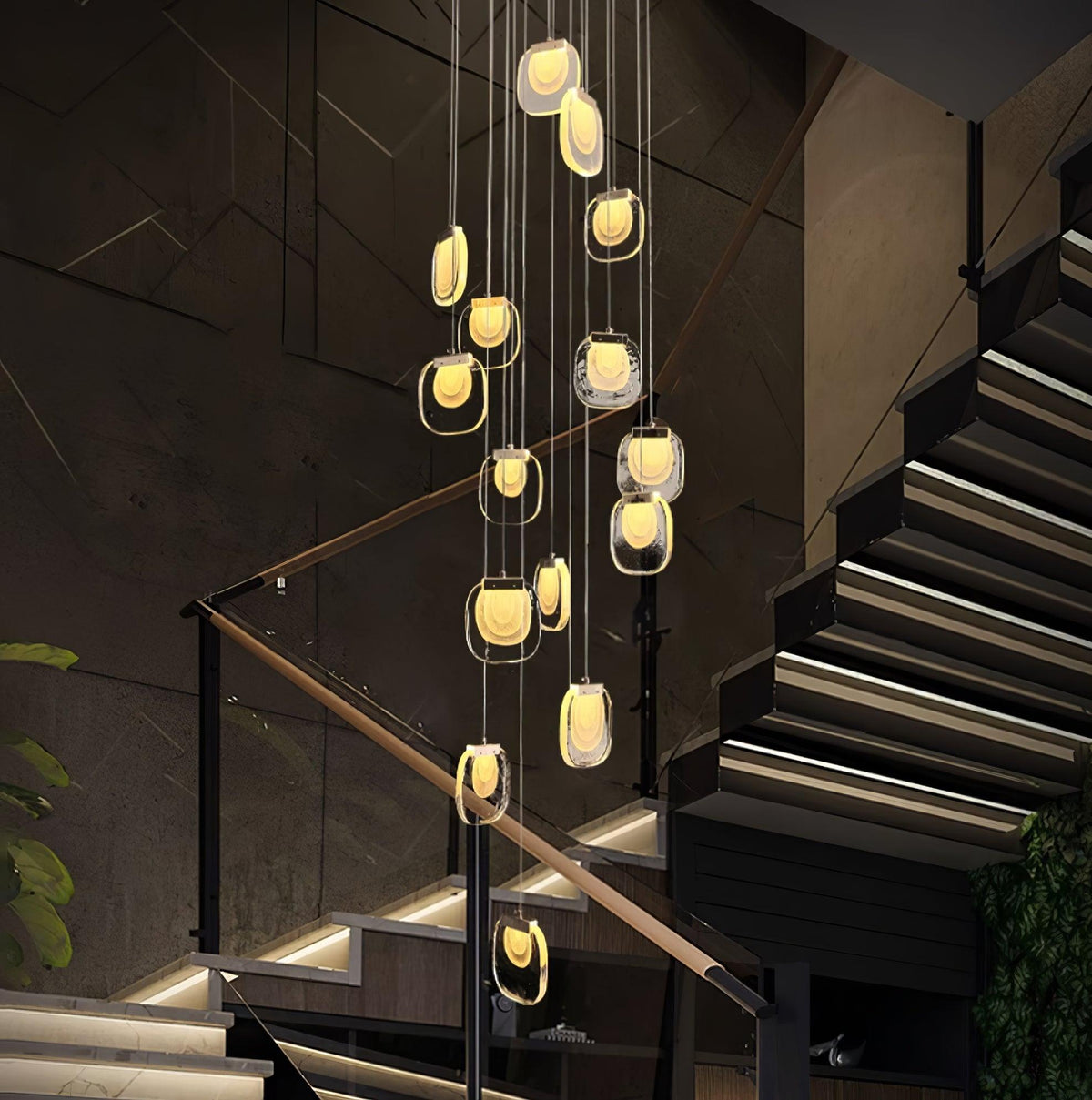 Staircase Ambience Enhanced For Glass Pendant Light