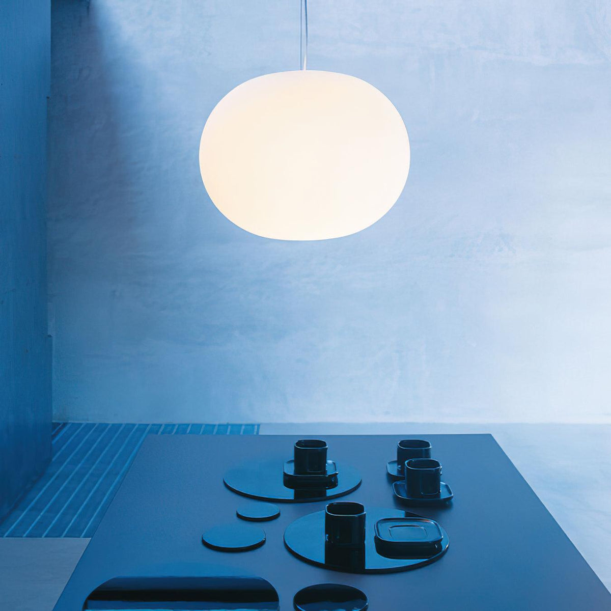 Ambient Illumination Pendant Light in White Glass Globe