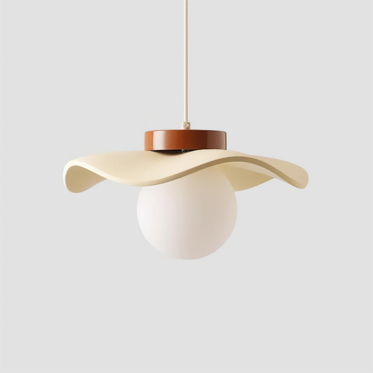 Minimalist Glass And Metal Pendant Lamp With Wavy Shade