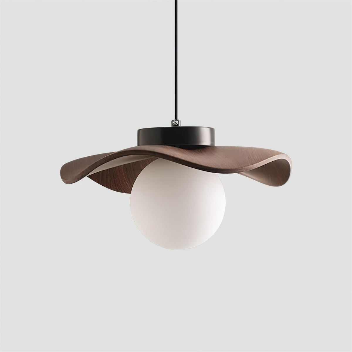 Minimalist Glass And Metal Pendant Lamp With Wavy Shade