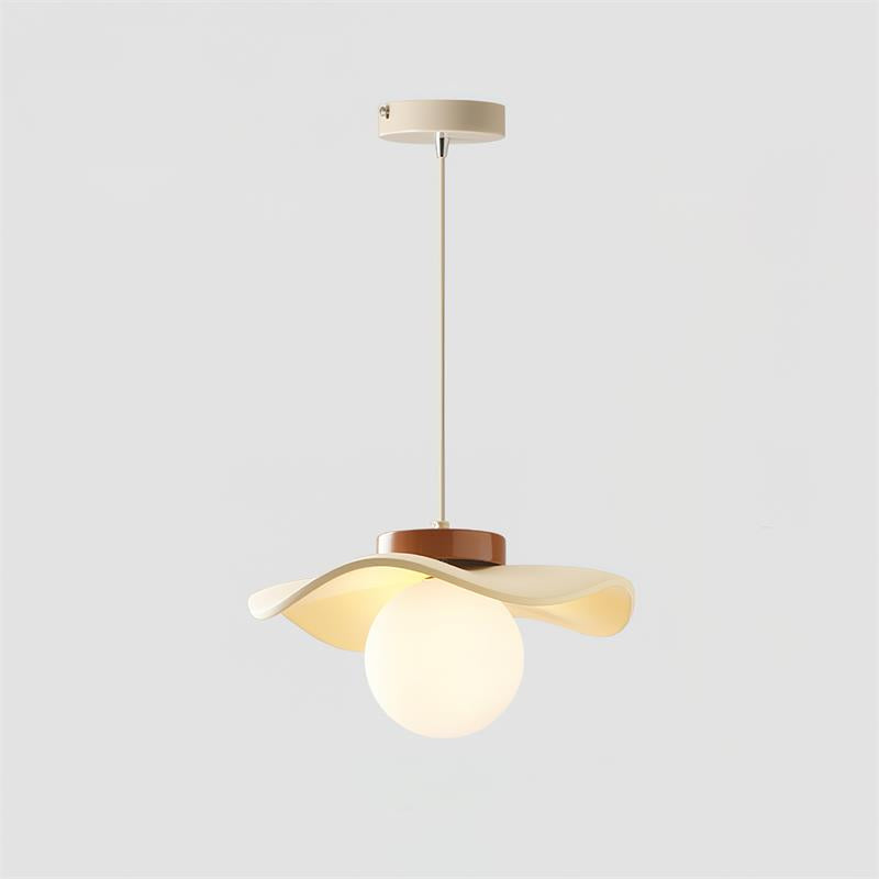 Minimalist Glass And Metal Pendant Lamp With Wavy Shade