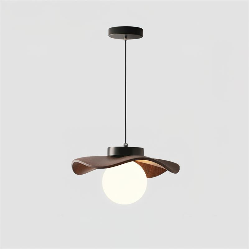 Minimalist Glass And Metal Pendant Lamp With Wavy Shade