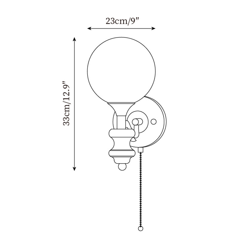 Hardwired Dimmable Wood Body Vintage Frosted Glass Wall Lamp