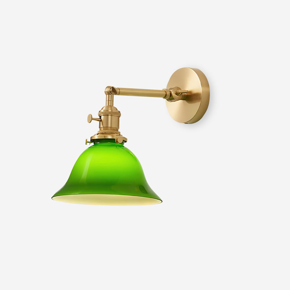 Adjustable Brass Wall Lamp For Bathrooms With Glass Shade