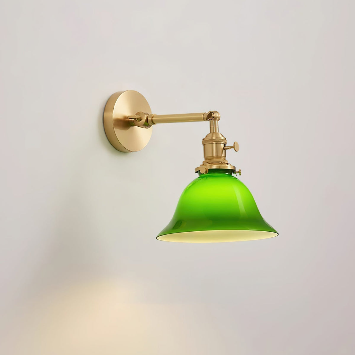 Adjustable Brass Wall Lamp For Bathrooms With Glass Shade