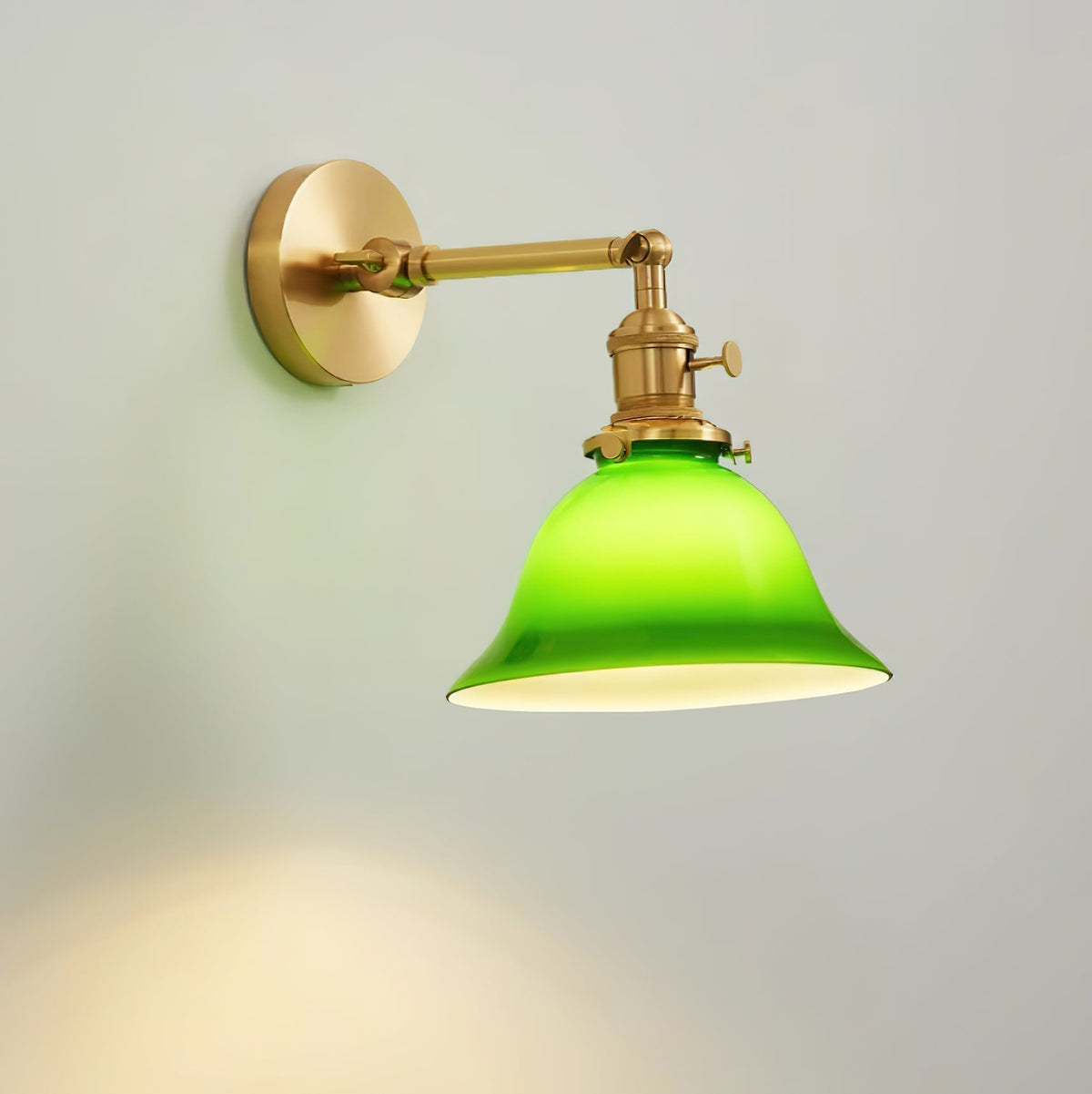 Adjustable Brass Wall Lamp For Bathrooms With Glass Shade