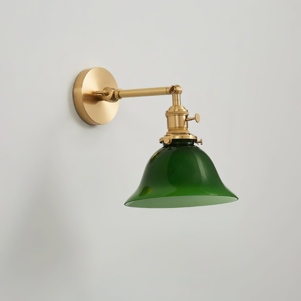 Adjustable Brass Wall Lamp For Bathrooms With Glass Shade