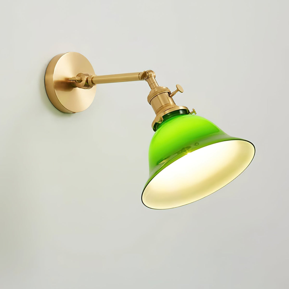 Adjustable Brass Wall Lamp For Bathrooms With Glass Shade