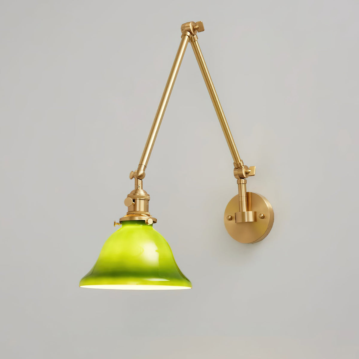Adjustable Brass Wall Lamp For Bathrooms With Glass Shade