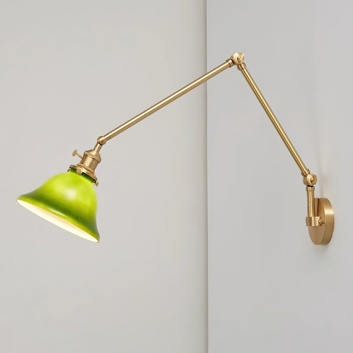 Adjustable Brass Wall Lamp For Bathrooms With Glass Shade