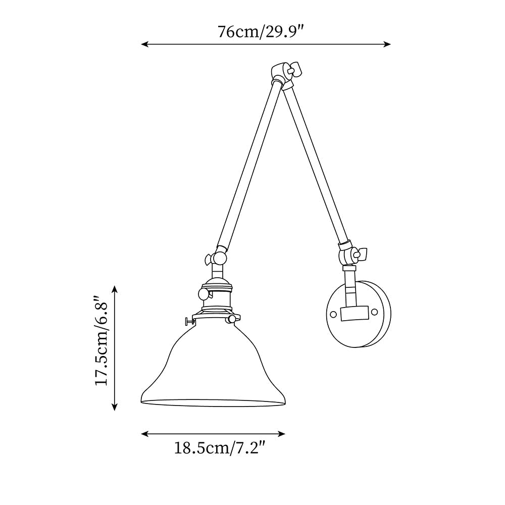Adjustable Brass Wall Lamp For Bathrooms With Glass Shade
