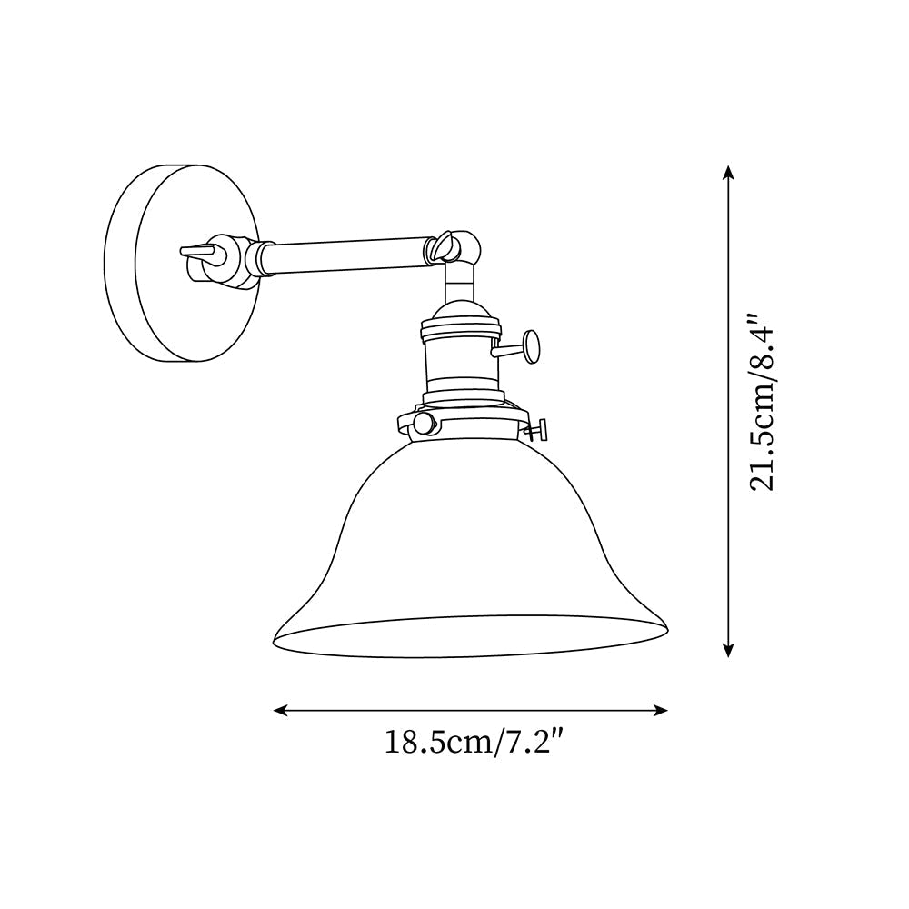 Adjustable Brass Wall Lamp For Bathrooms With Glass Shade