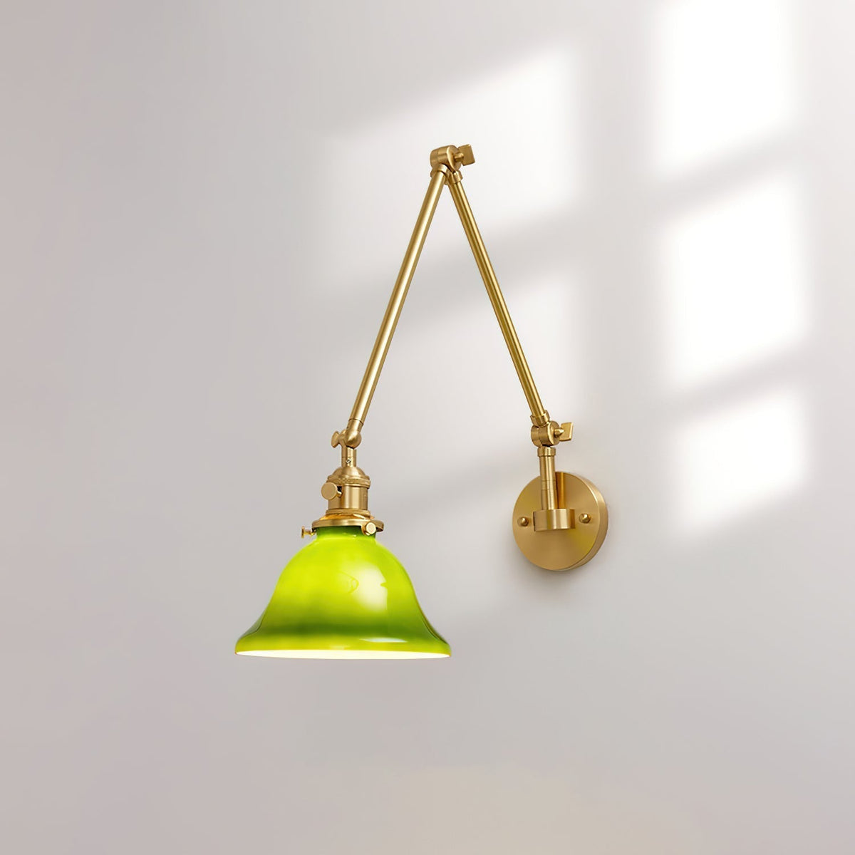 Adjustable Brass Wall Lamp For Bathrooms With Glass Shade