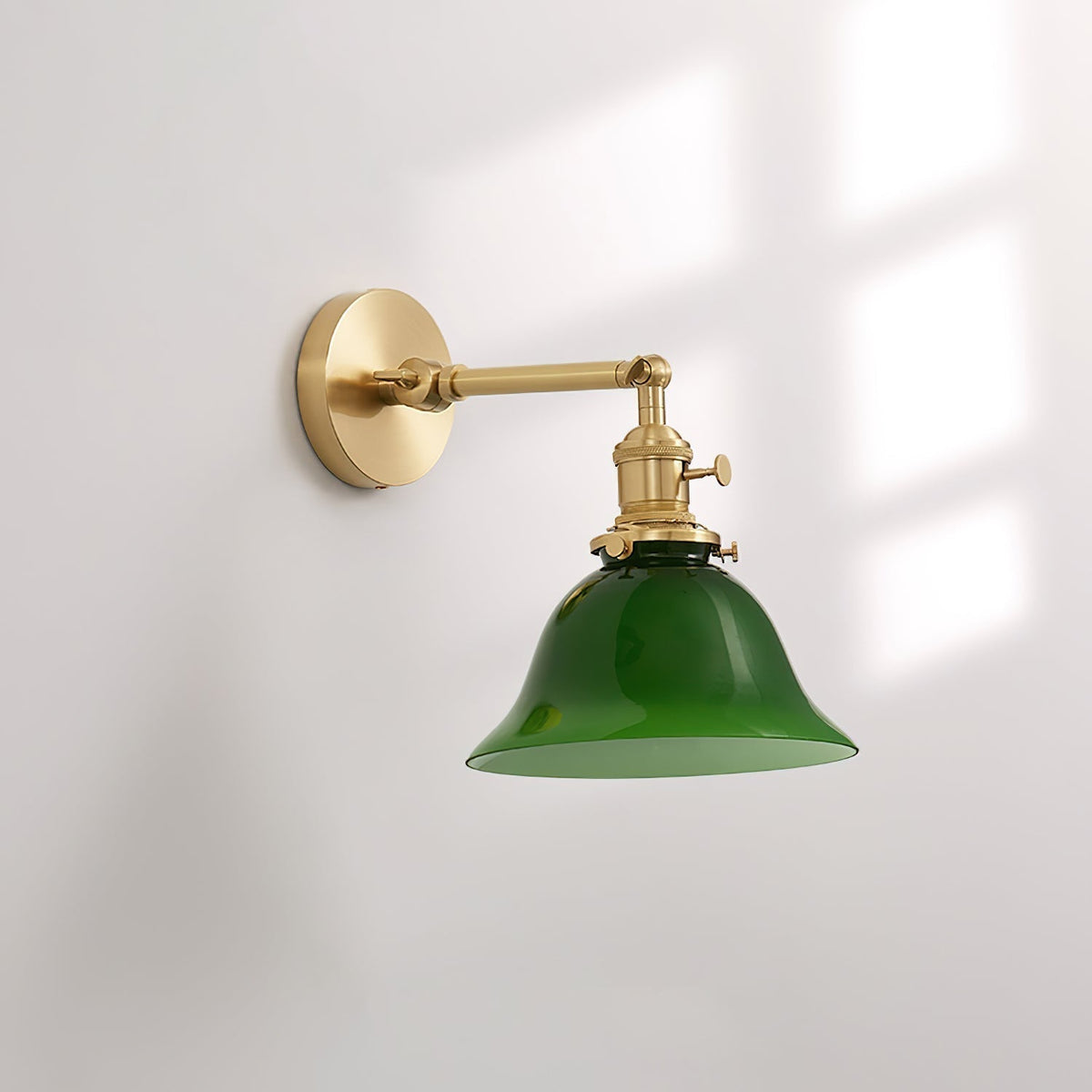Adjustable Brass Wall Lamp For Bathrooms With Glass Shade
