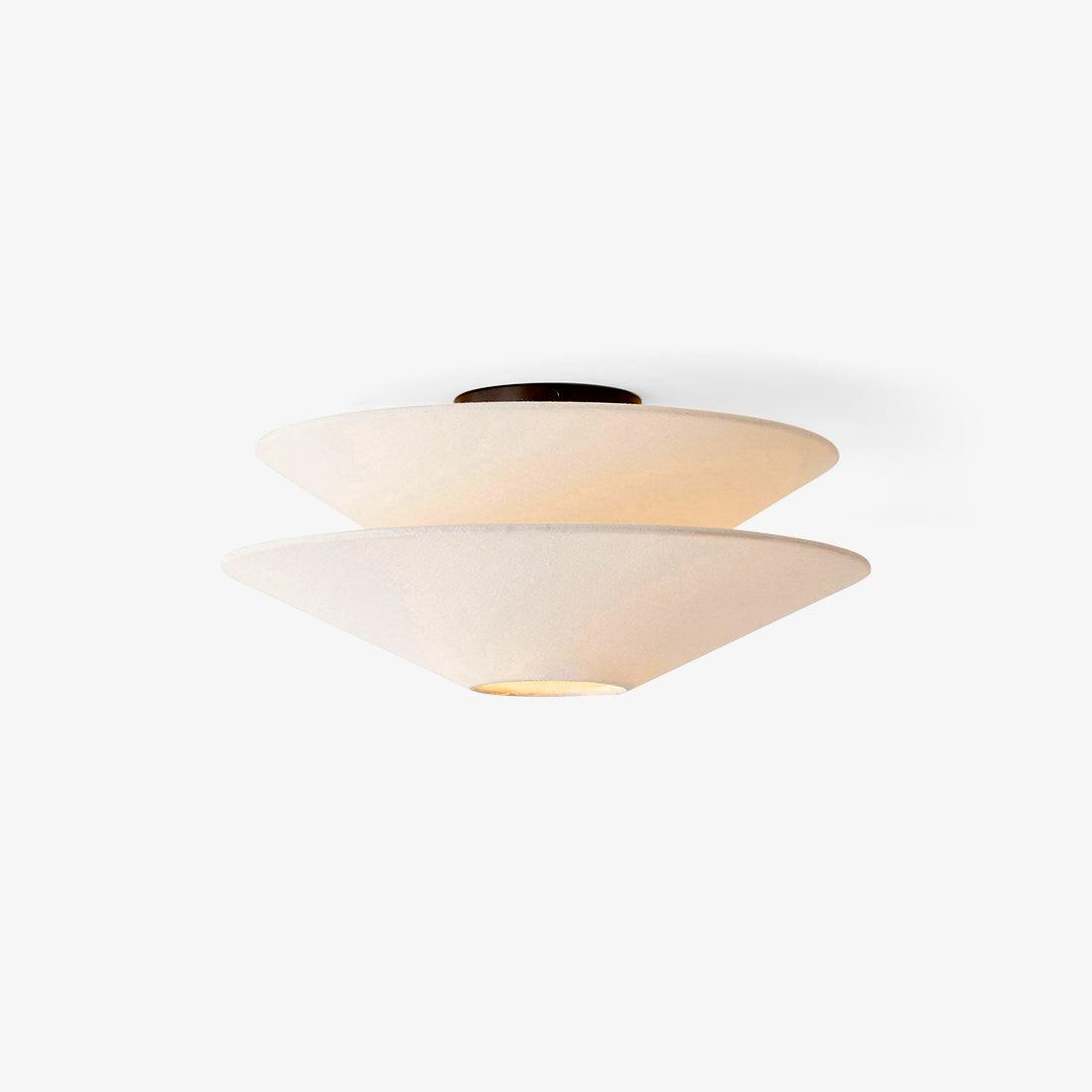 Ceiling Light With Sculptural Silhouette Linen Double Cone
