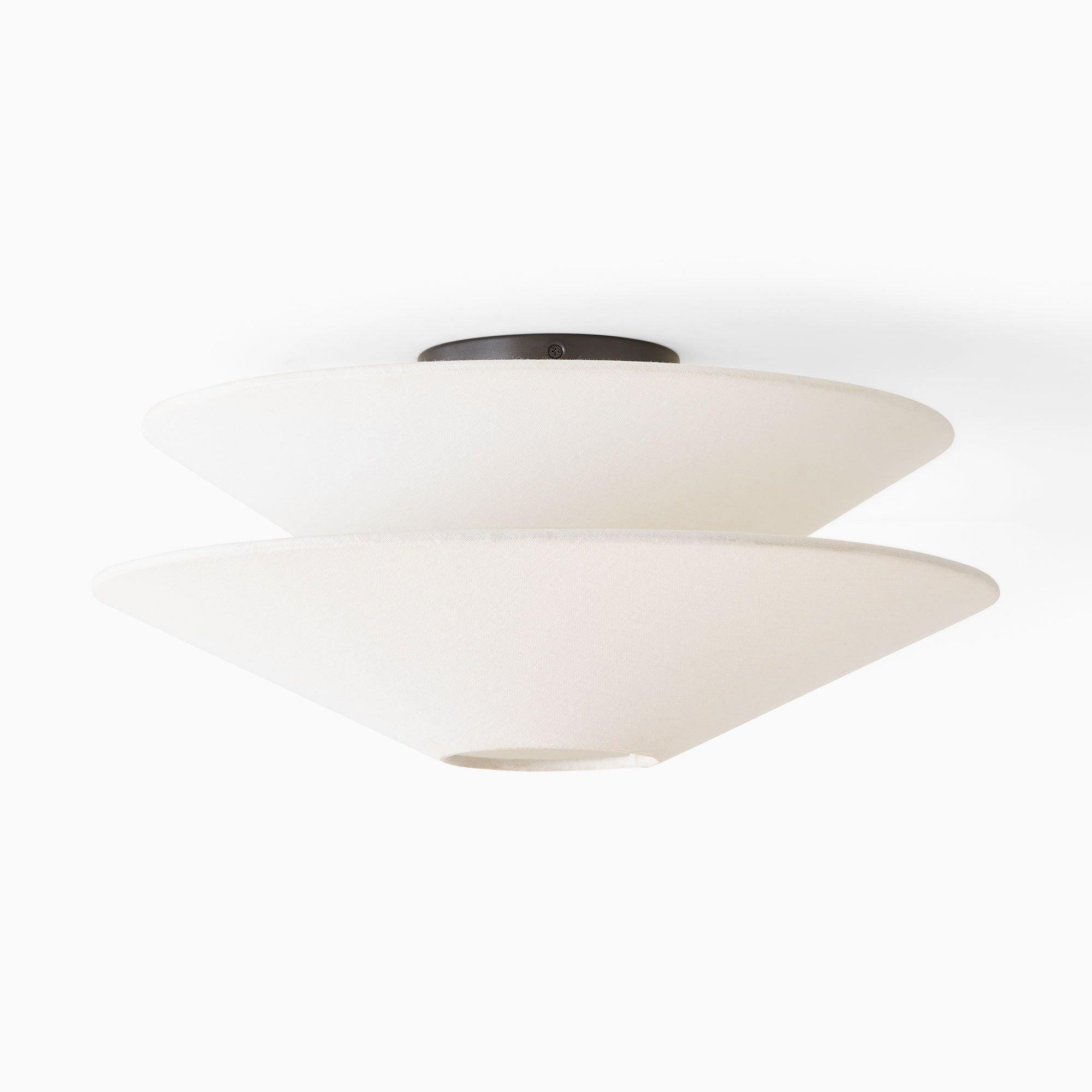 Ceiling Light With Sculptural Silhouette Linen Double Cone
