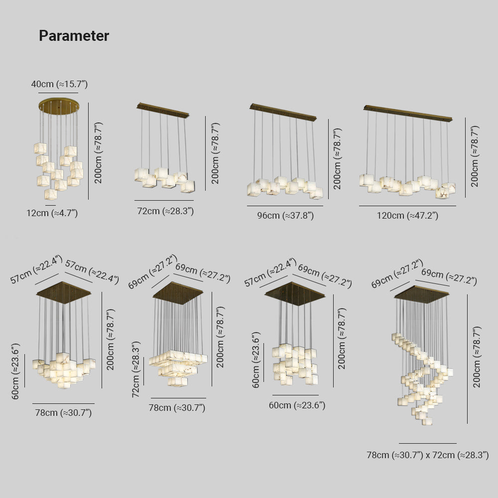 Kitchen Geometric Alabaster Adjustable Pendant Lights