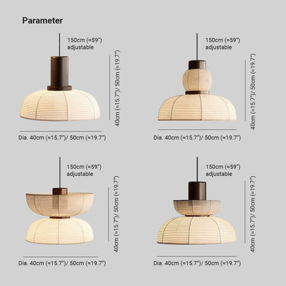 Pendant Light With Ambient Glow And Paper Fabric