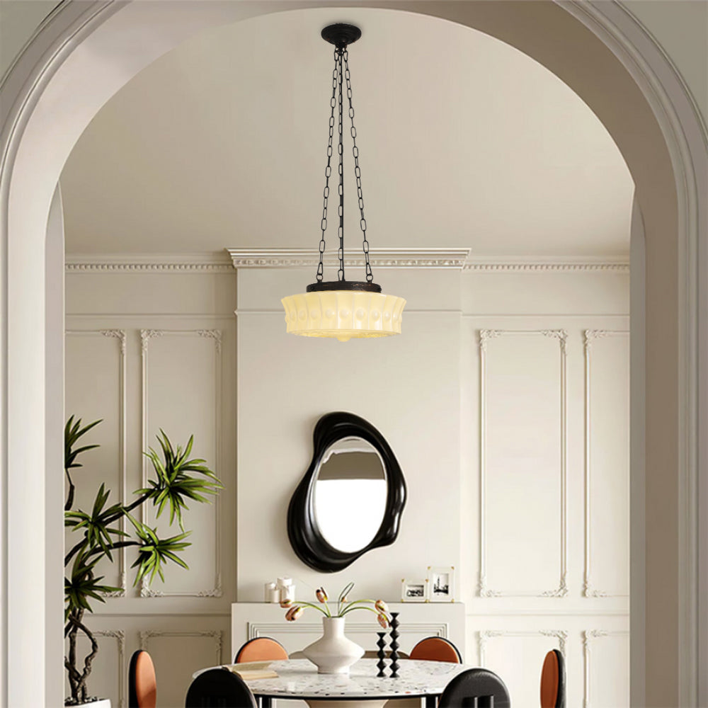 Warm Glow Vintage French Country Dome Pendant Light