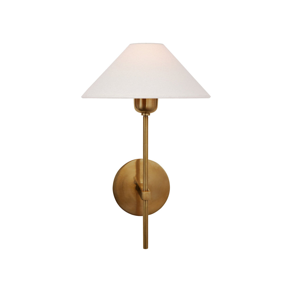 White Cone Shade Wall Light With Brushed Brass