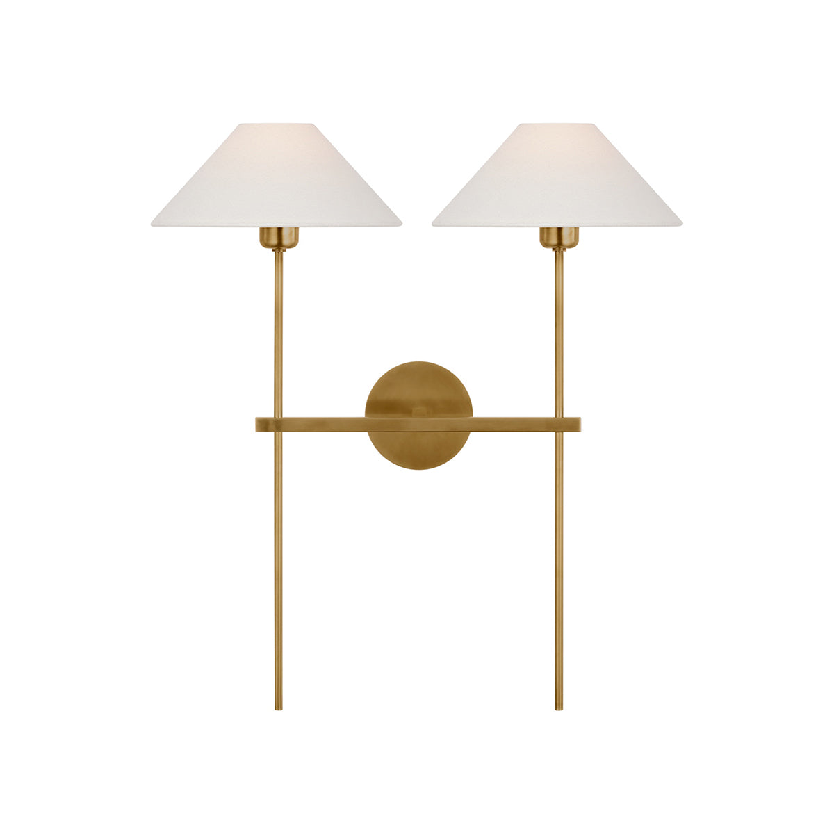 White Cone Shade Wall Light With Brushed Brass