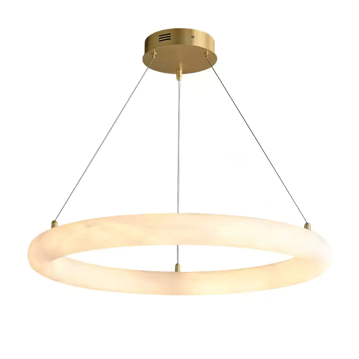 Pendant Light With Warm Ambient Glow And Circular Alabaster