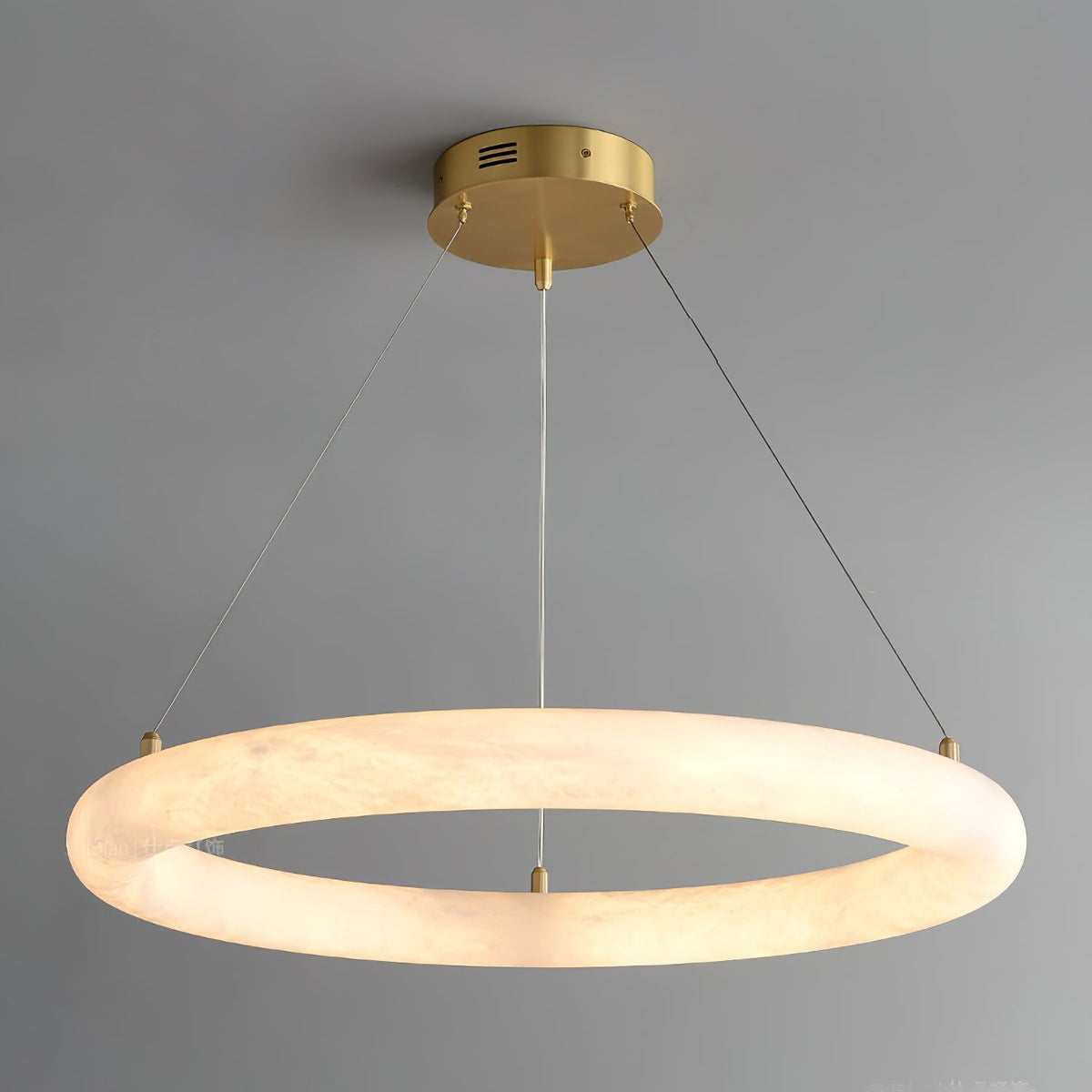 Pendant Light With Warm Ambient Glow And Circular Alabaster
