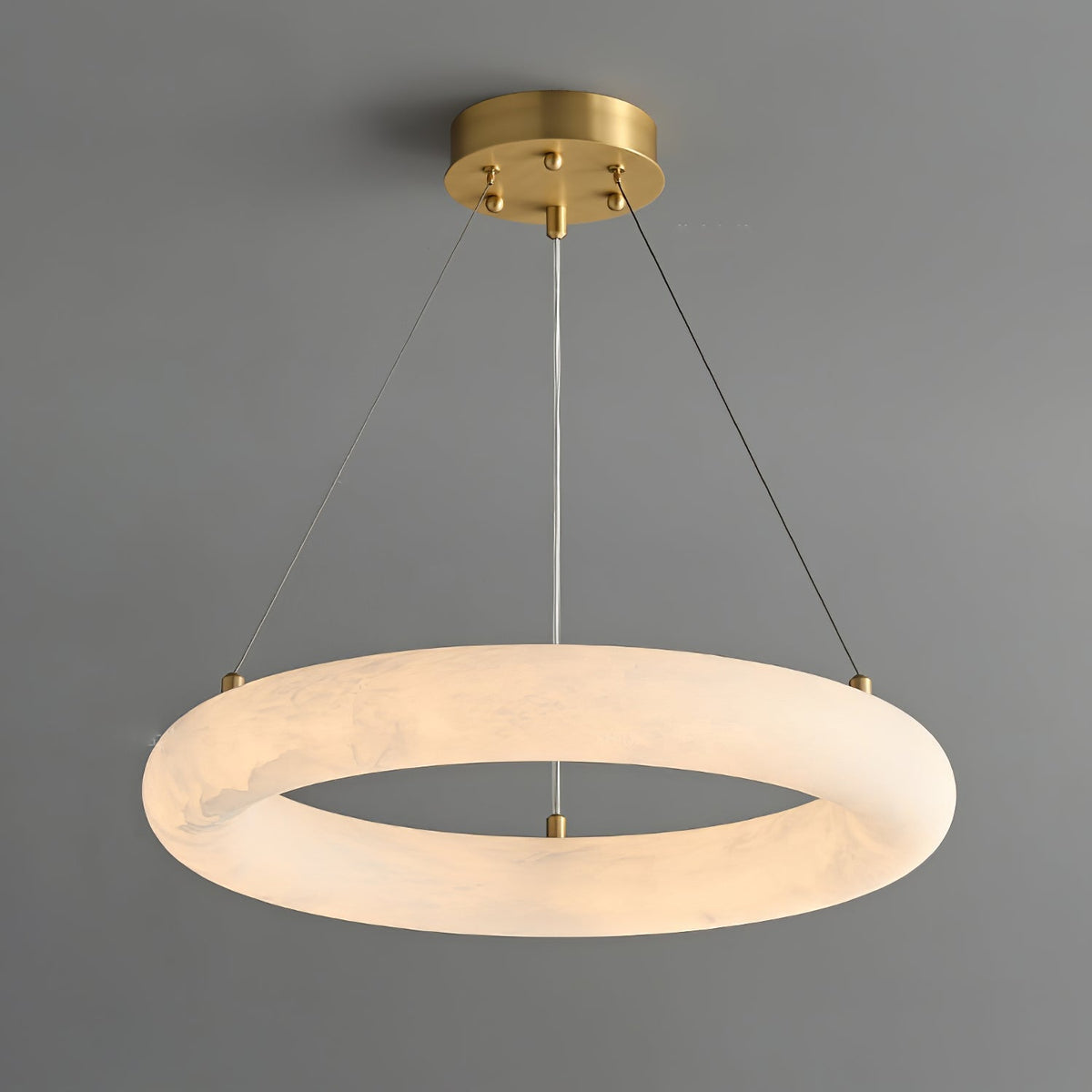 Pendant Light With Warm Ambient Glow And Circular Alabaster