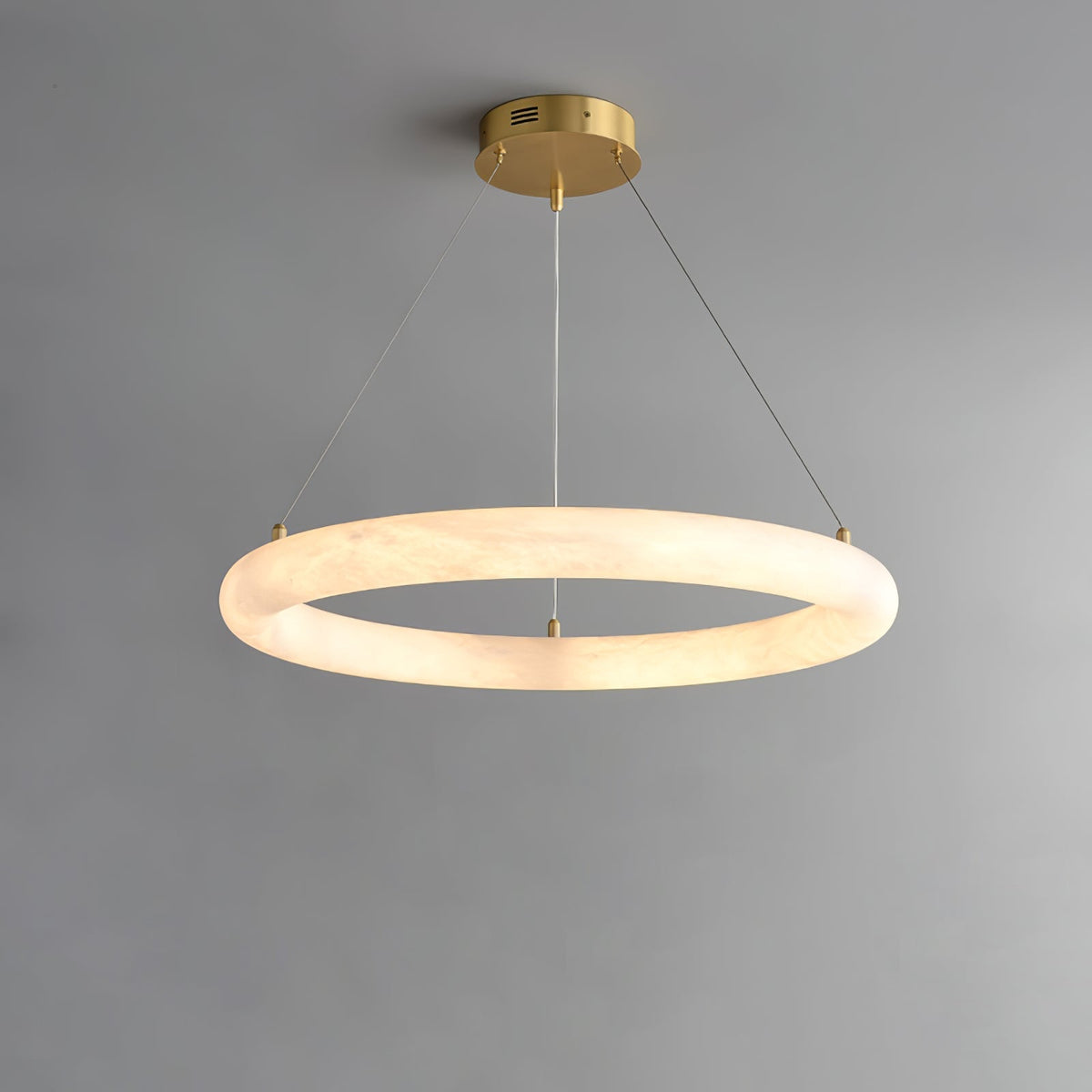 Pendant Light With Warm Ambient Glow And Circular Alabaster