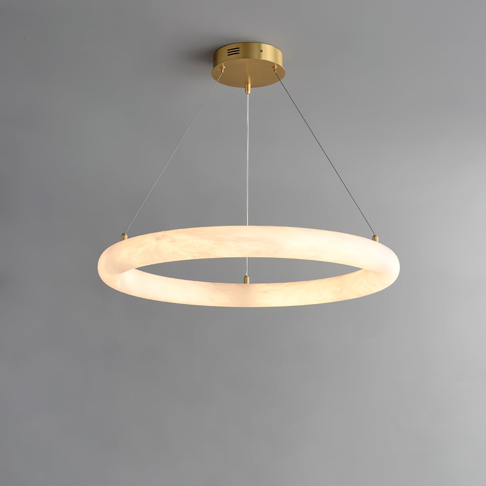 Pendant Light With Warm Ambient Glow And Circular Alabaster