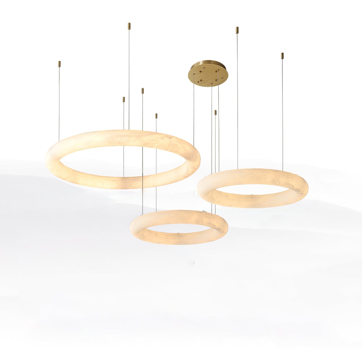 Pendant Light With Warm Ambient Glow And Circular Alabaster