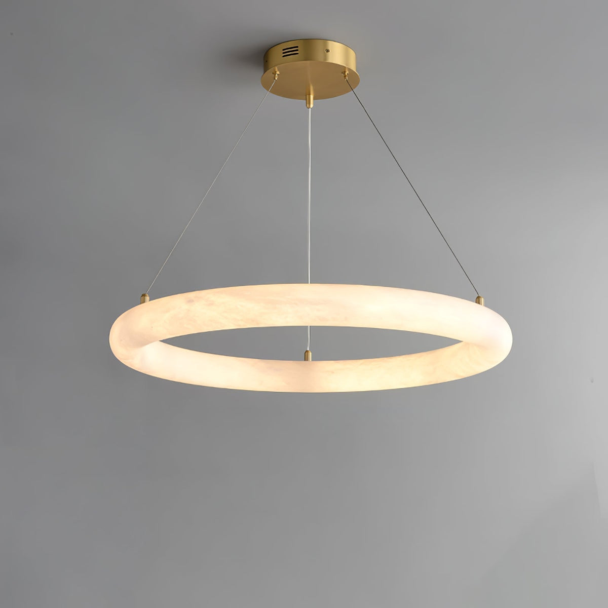 Pendant Light With Warm Ambient Glow And Circular Alabaster