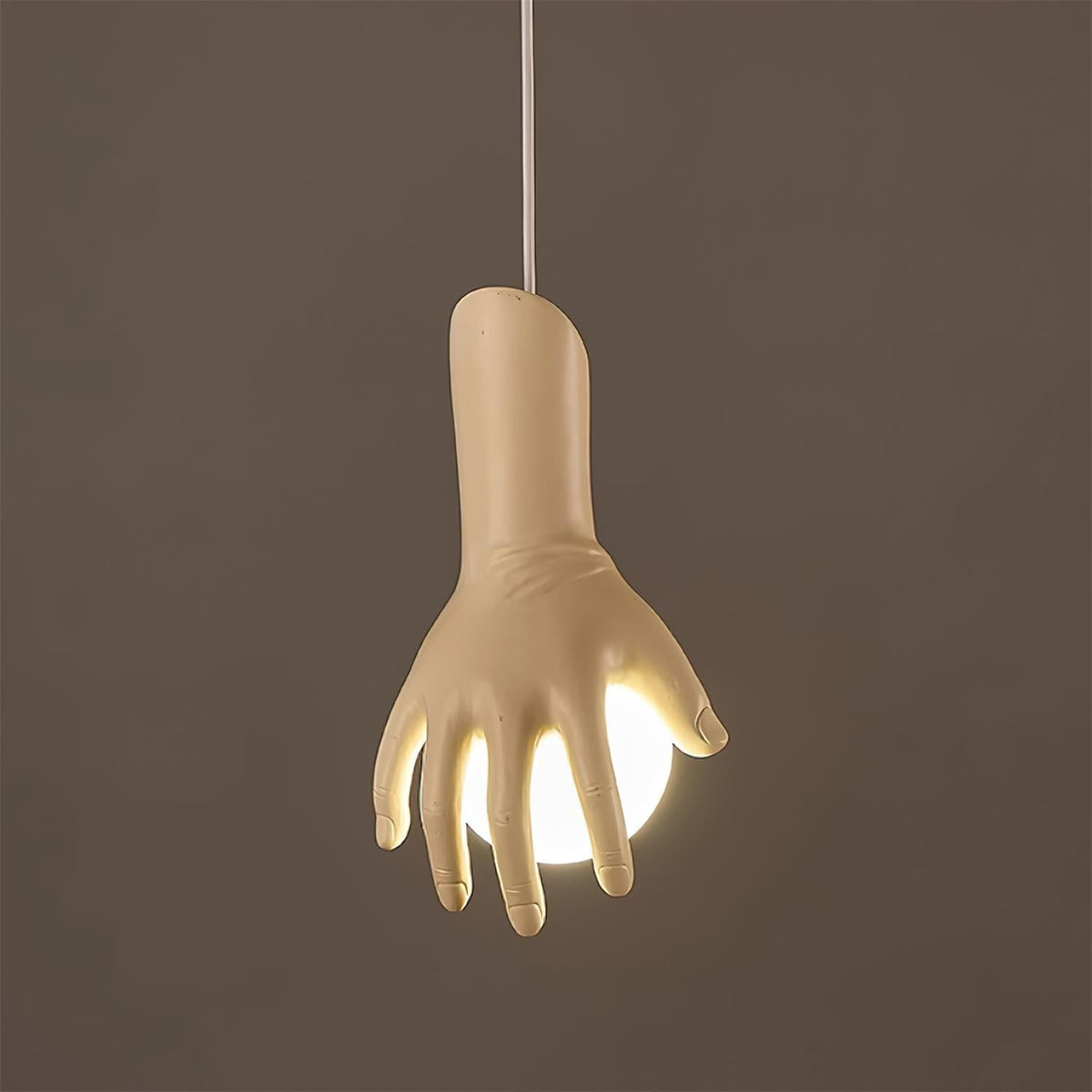Pendant Light With Wooden Grip Hand Sculpted Globe