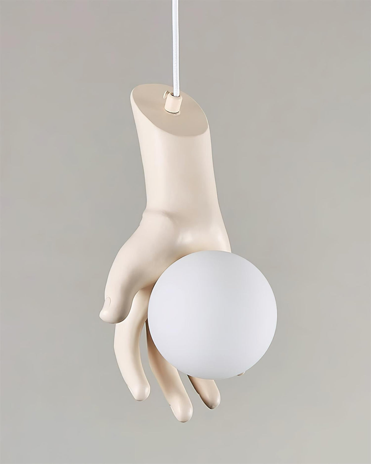 Pendant Light With Wooden Grip Hand Sculpted Globe