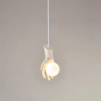 Pendant Light With Wooden Grip Hand Sculpted Globe