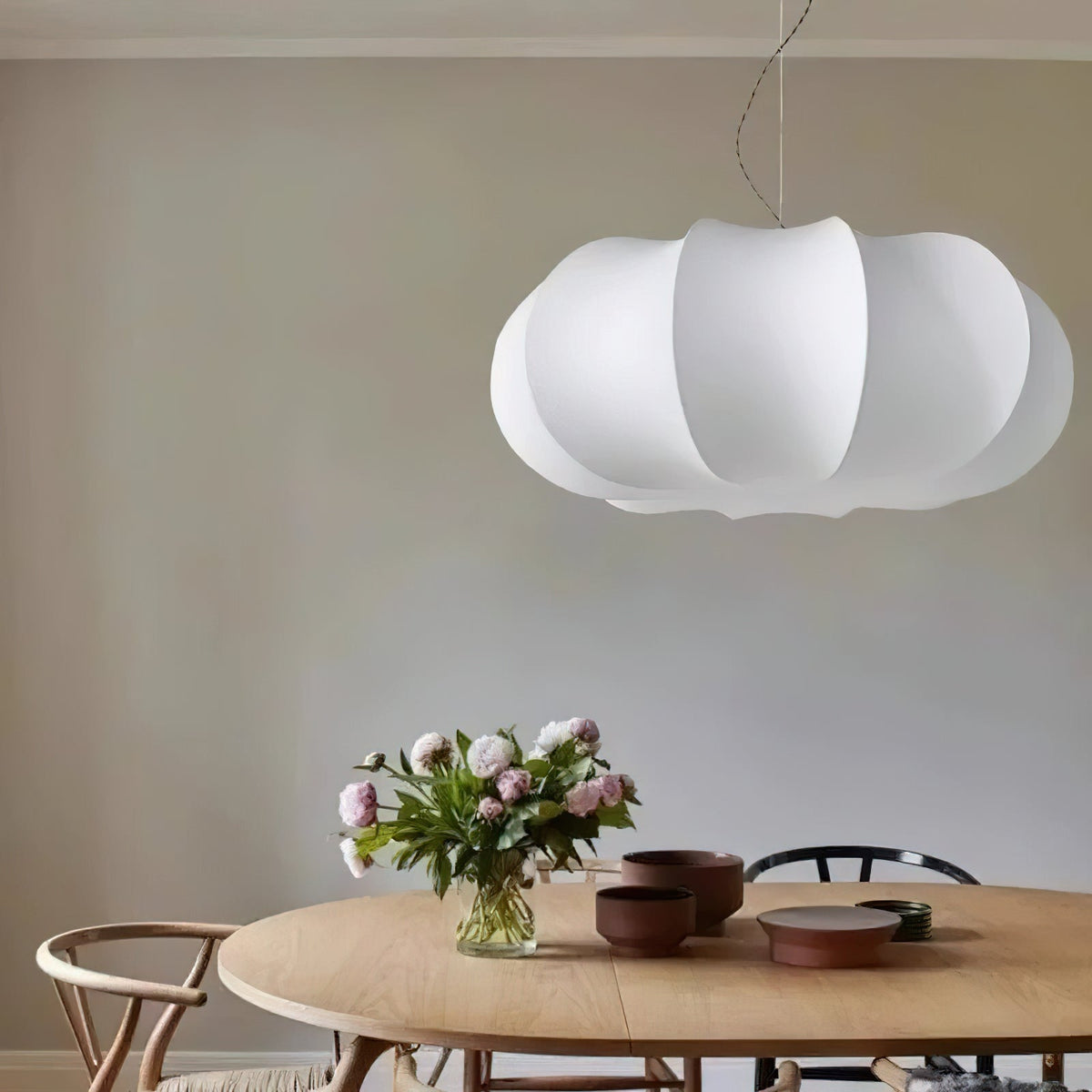 Pendant Linen Beige Pumpkin Light With Glow Soft