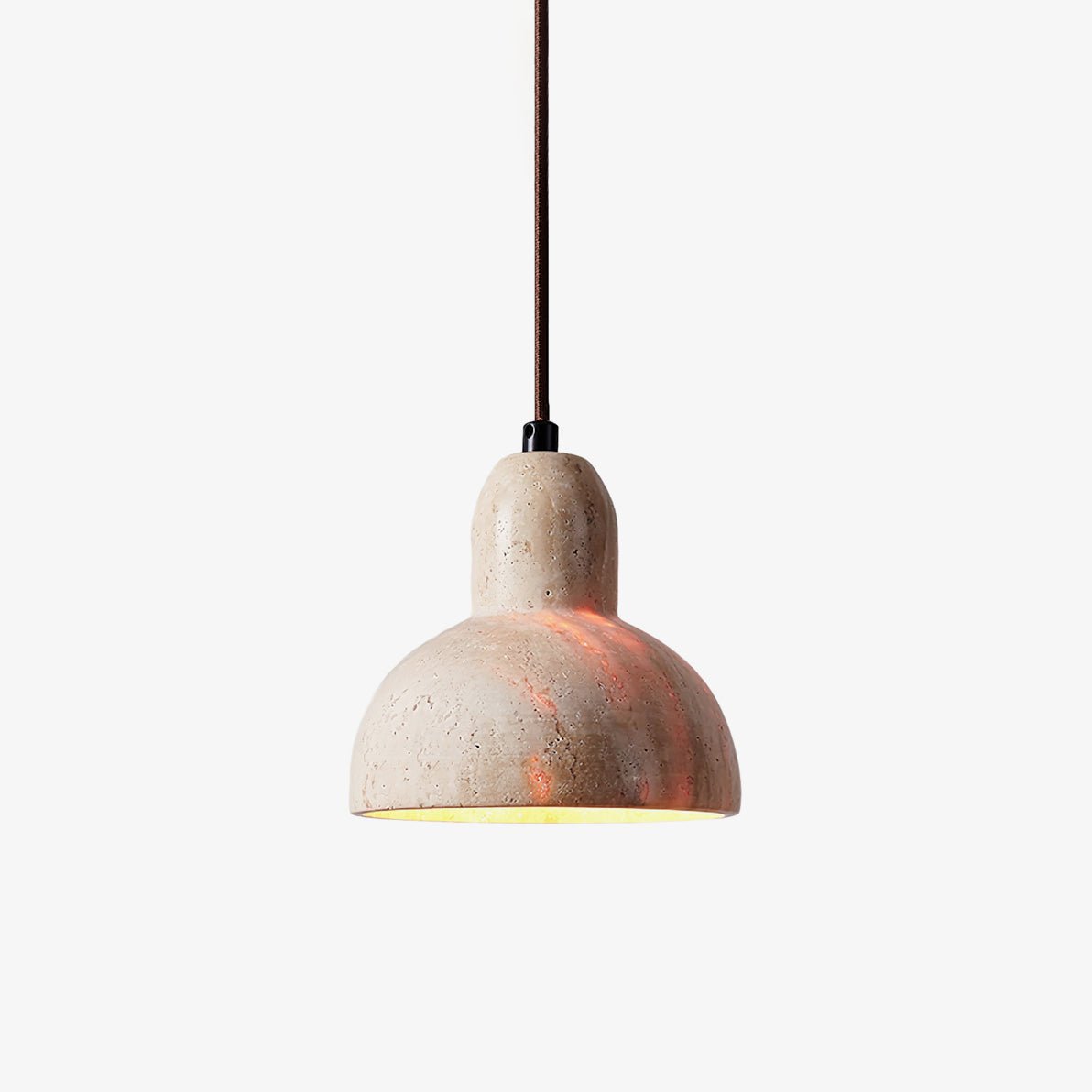 Warm Glow Travertine Dome Pendant Light