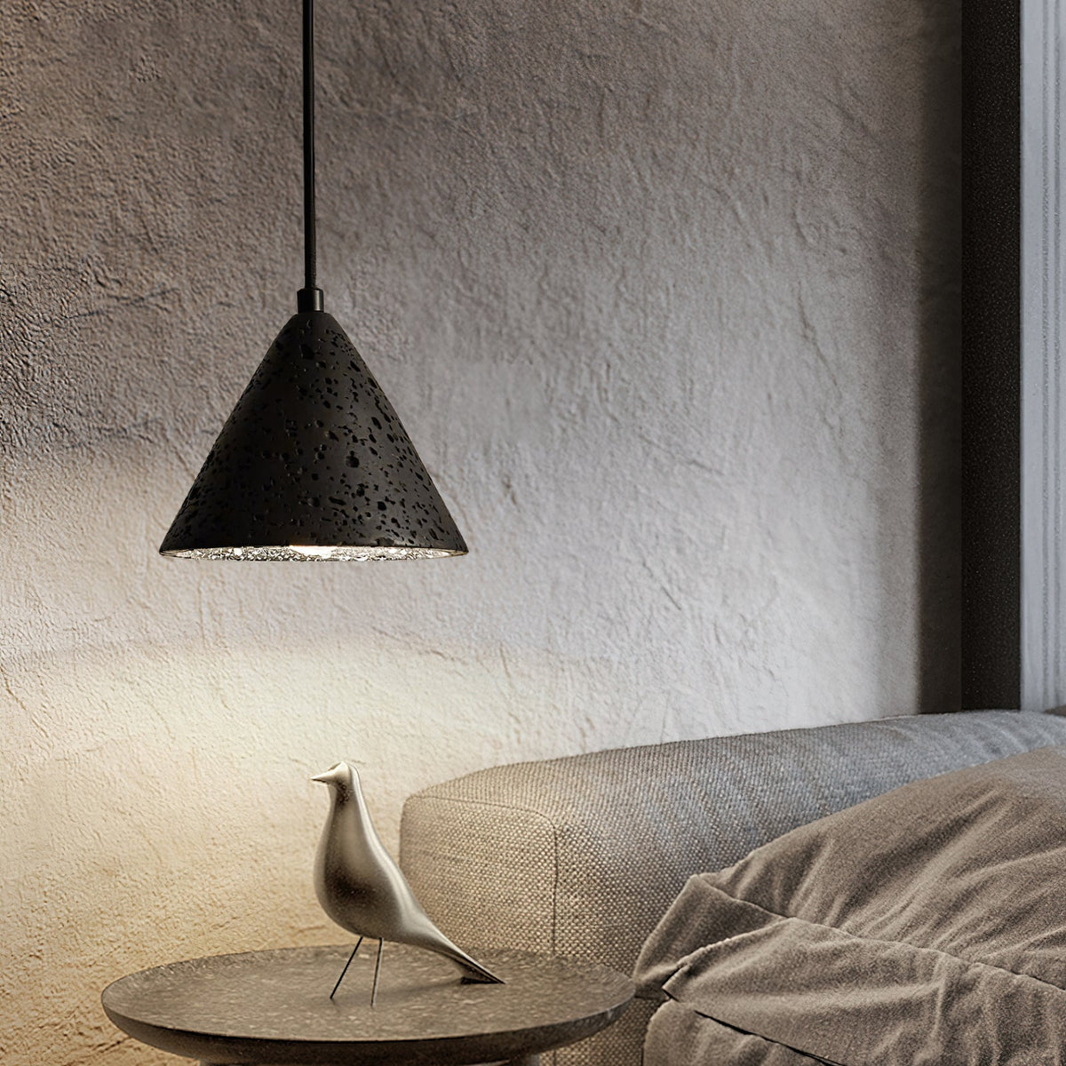 Warm Glow Travertine Dome Pendant Light