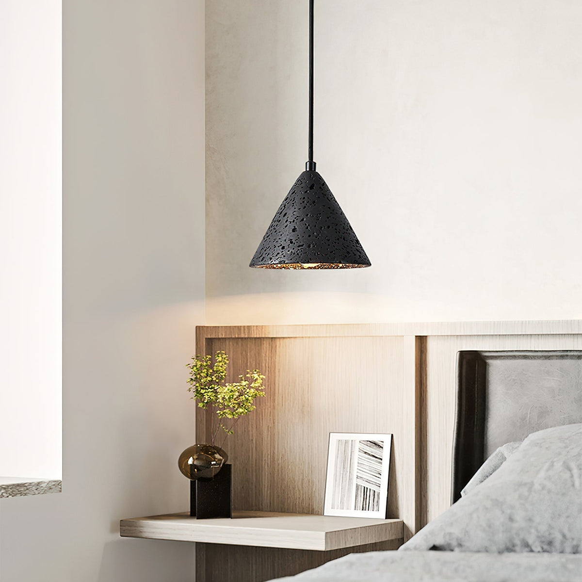 Warm Glow Travertine Dome Pendant Light