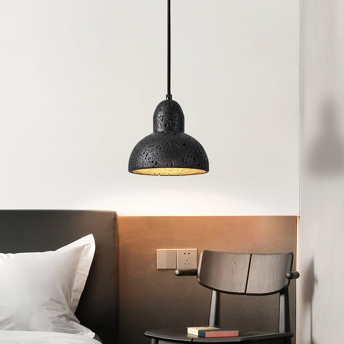 Warm Glow Travertine Dome Pendant Light