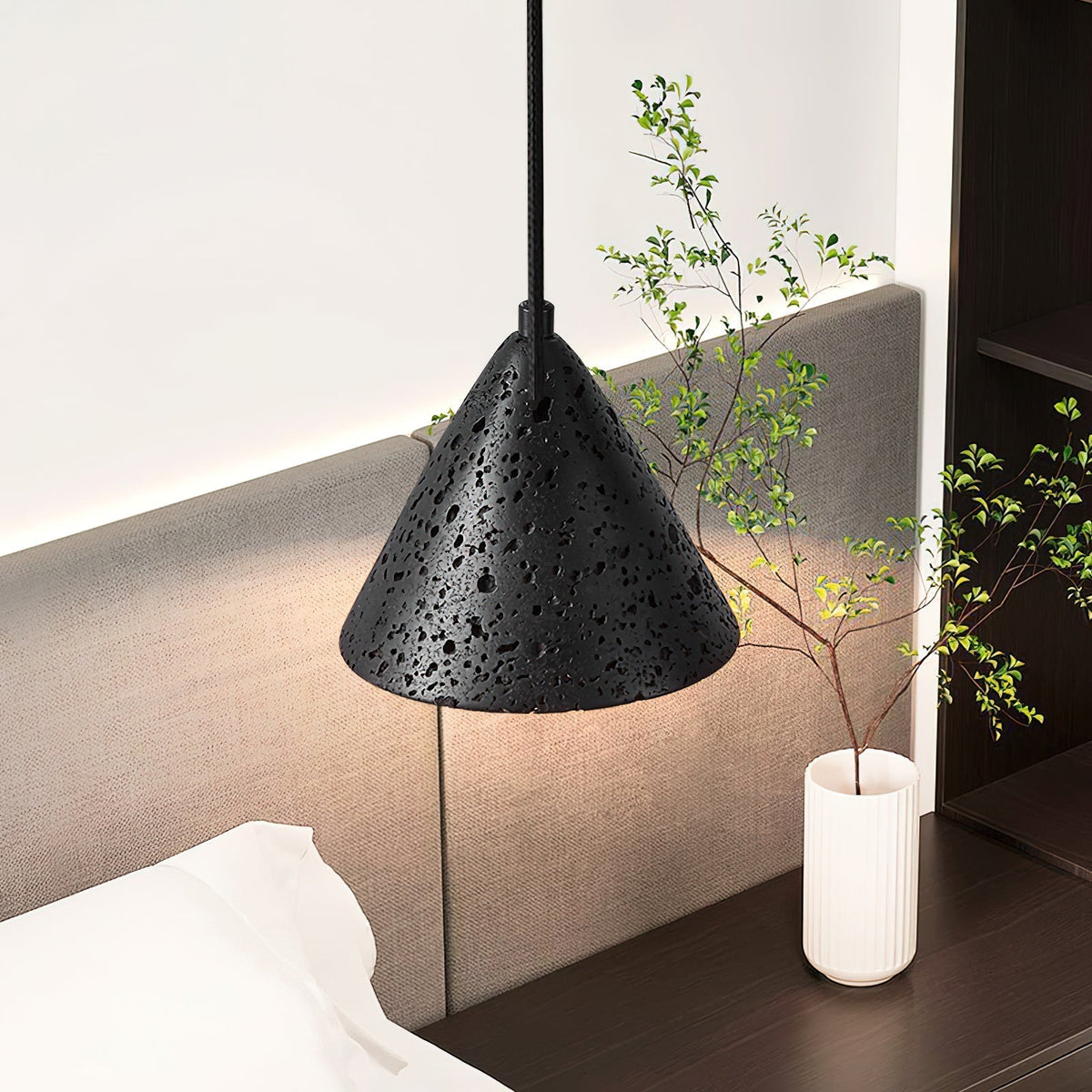 Warm Glow Travertine Dome Pendant Light