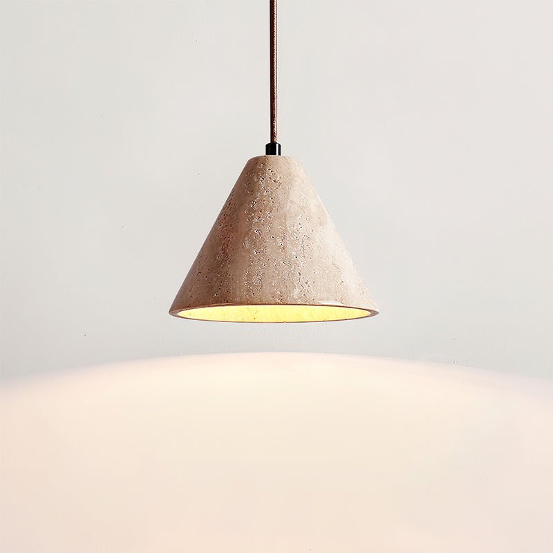 Warm Glow Travertine Dome Pendant Light