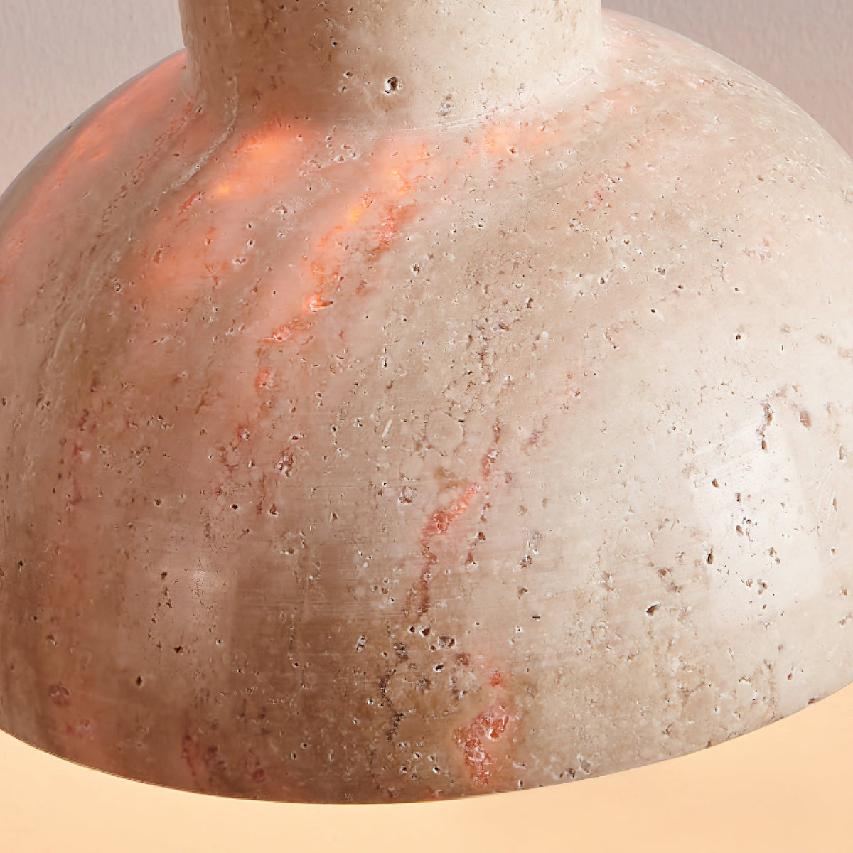 Warm Glow Travertine Dome Pendant Light