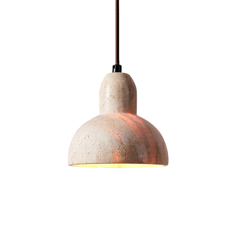 Warm Glow Travertine Dome Pendant Light