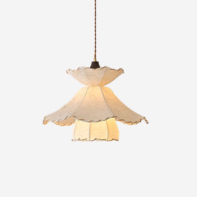Soft Lighting Minimalist Fabric Scalloped Pendant Lamp
